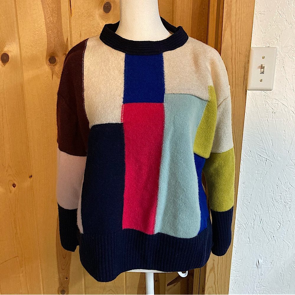 St. John Patchwork Colorblock Wool/Cashmere High-… - image 1